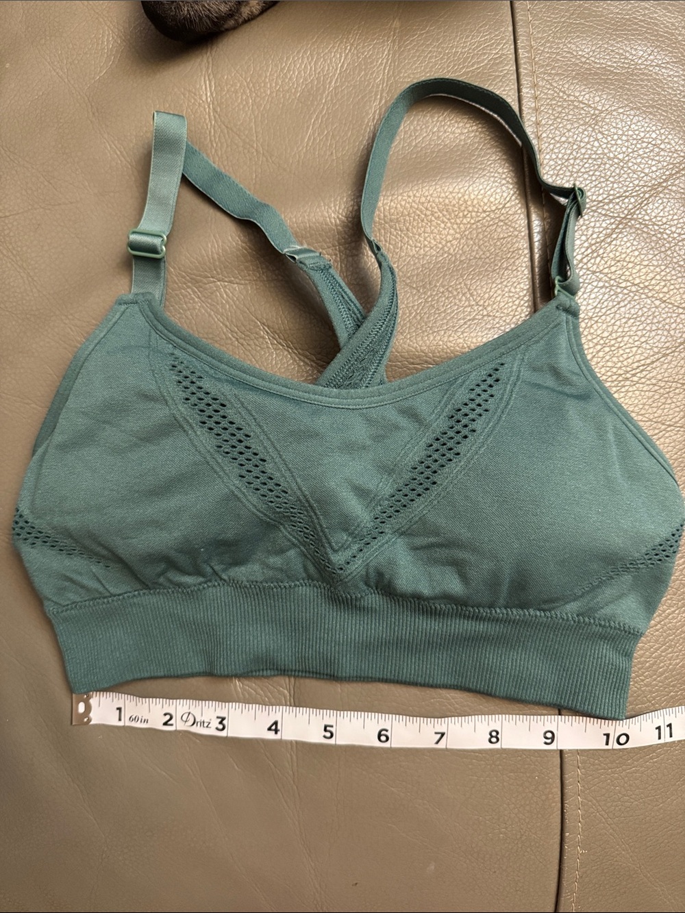 all in motion Teal Green Seamless Sports Bra (see measurements)